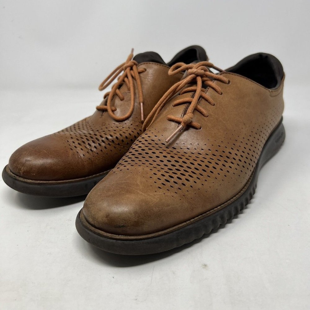 Cole Haan 2.Zero Grand Lined Laser Wingtip Men's Size 10.5 M Oxford Tan C25351‎